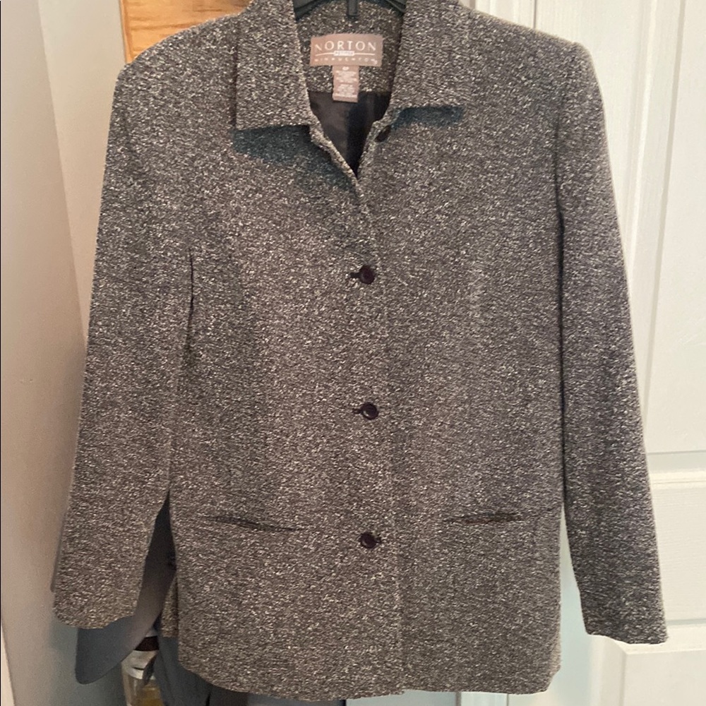 Norton McNaughton Black Blazer with Textured Wool Blend